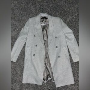Zara Light Gray Double-Breasted Blazer
